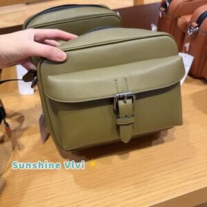 NWT COACH MEN'S Warner Crossbody Bag Smooth grain leather CBI63 QB/GREEN